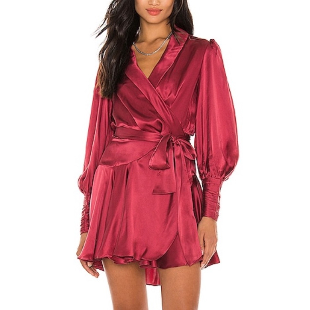 Wrap Mini Dress in Burgundy